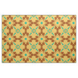 Turqouise Brown And Yellow Spanish Tile Pattern Fabric