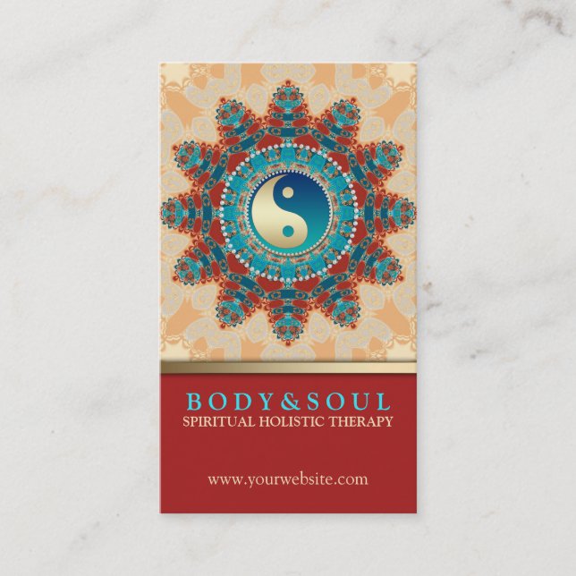 Turqouise Earth YinYang New Age Business Cards (Front)