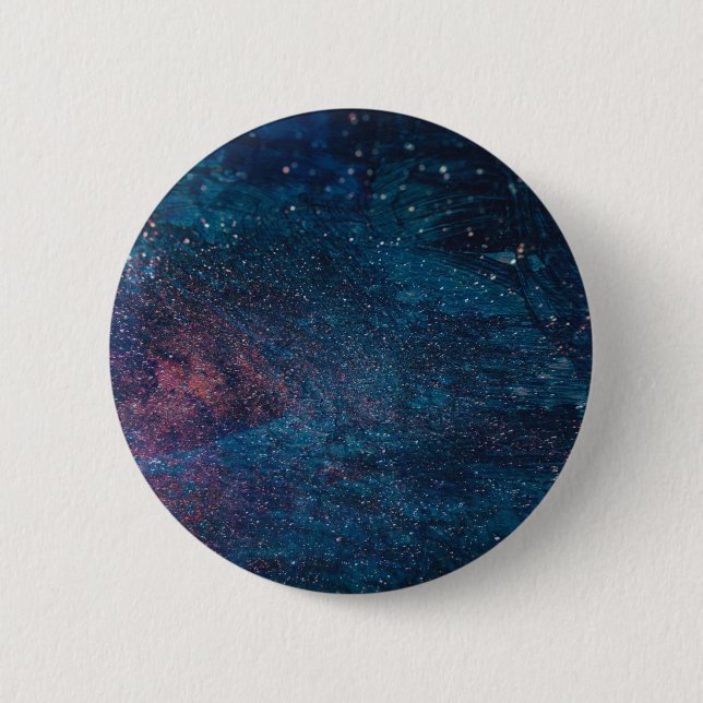 Turqouise Galaxy Paint Sparkles Button (Front)