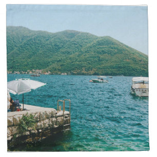 Turqouise waters of Perast - Montenegro Cloth Napkin