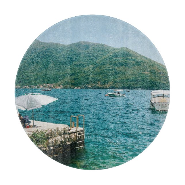 Turqouise waters of Perast - Montenegro  Cutting Board (Front)