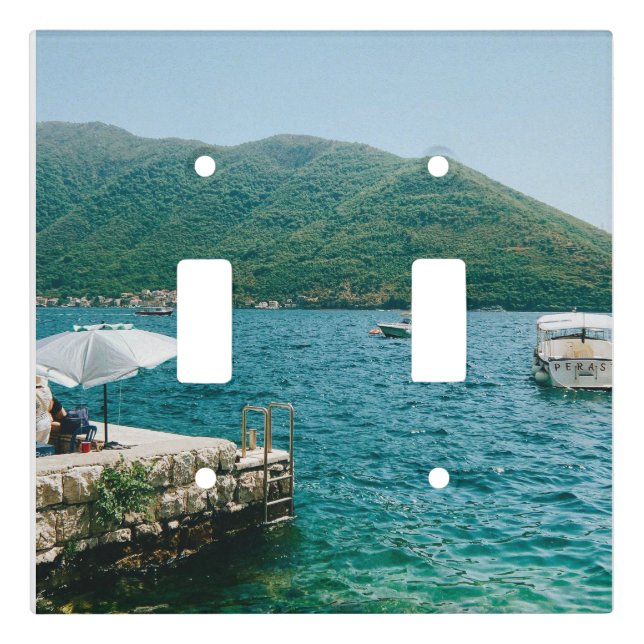 Turqouise waters of Perast - Montenegro  Light Switch Cover (Front)