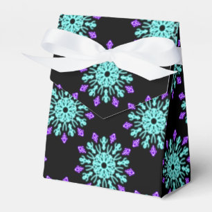 Turquiose and purple neon flower favor boxes
