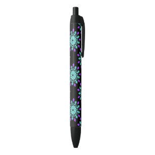 Turquiose and purple neon flower pen