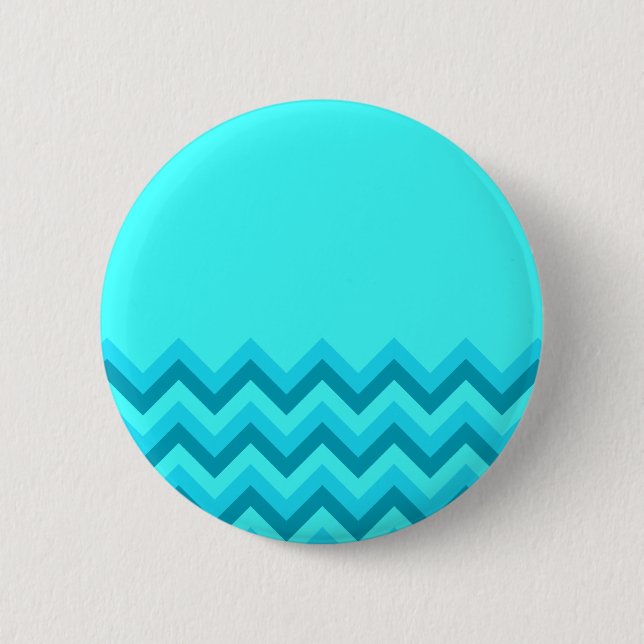 Turquiose Zig Zag Pattern. Part Plain. Pinback Button (Front)