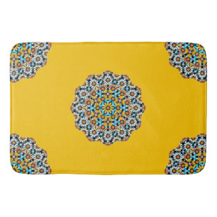 Turquise and Yellow Marble Moroccan Mosaic Bath Mat