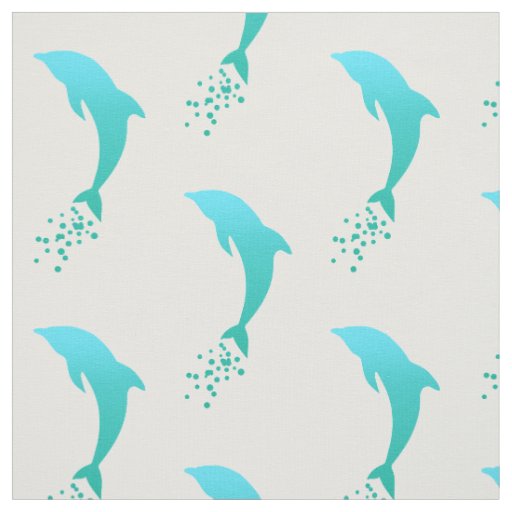 Turquise Blue Jumping Dolphin With Bubbles Fabric