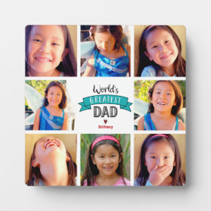 Turquoise 8 Photo Collage World’s Greatest Dad Plaque