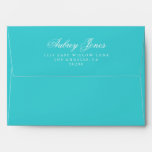 Turquoise A7 Pre-addressed Linen Envelopes at Zazzle