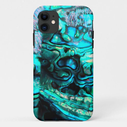 Turquoise abalone paua shell detail iPhone 11 case