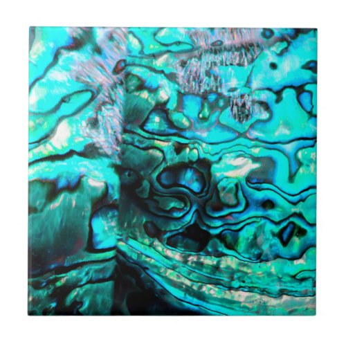 Turquoise abalone paua shell detail ceramic tile