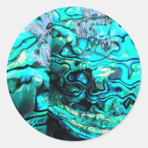 Turquoise abalone paua shell detail classic round sticker