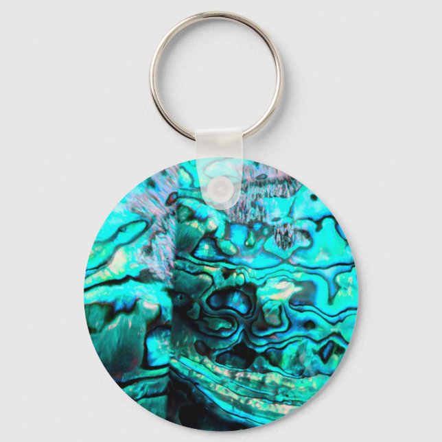Turquoise abalone paua shell detail keychain (Front)