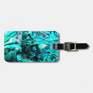 Turquoise abalone paua shell detail luggage tag