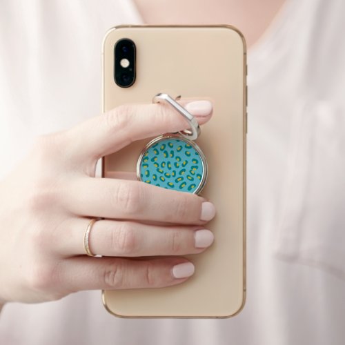 turquoise abstract animal skin  phone ring stand