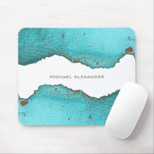 Turquoise Abstract Art Custom Named Mouse Pad