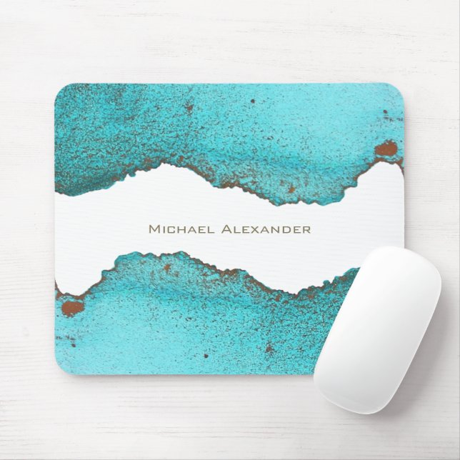 Turquoise Abstract Art Custom Named Mouse Pad (With Mouse)
