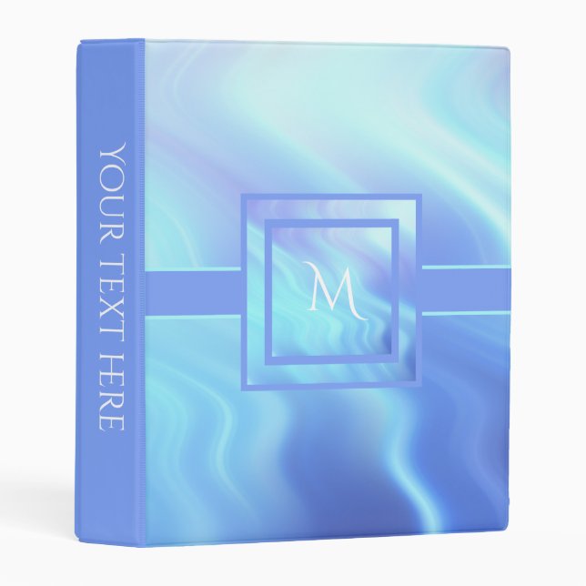 Turquoise Abstract Monogram Mini Binder (Front/Spine)