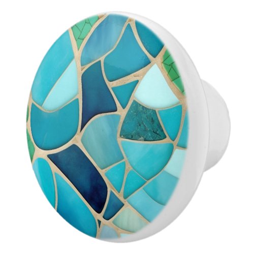 Turquoise Abstract Mosaic Art Deco Drawer Knob