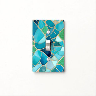 Turquoise Abstract Mosaic Art Deco Drawer Knob Light Switch Cover