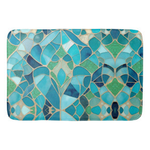 Turquoise Abstract Mosaic Bath Mat