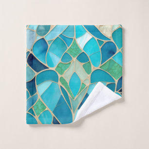 Turquoise Abstract Mosaic Bath Towel Set