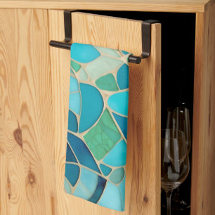 Turquoise Abstract Mosaic Kitchen Towel