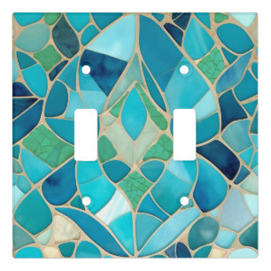 Turquoise Abstract Mosaic Light Switch Cover