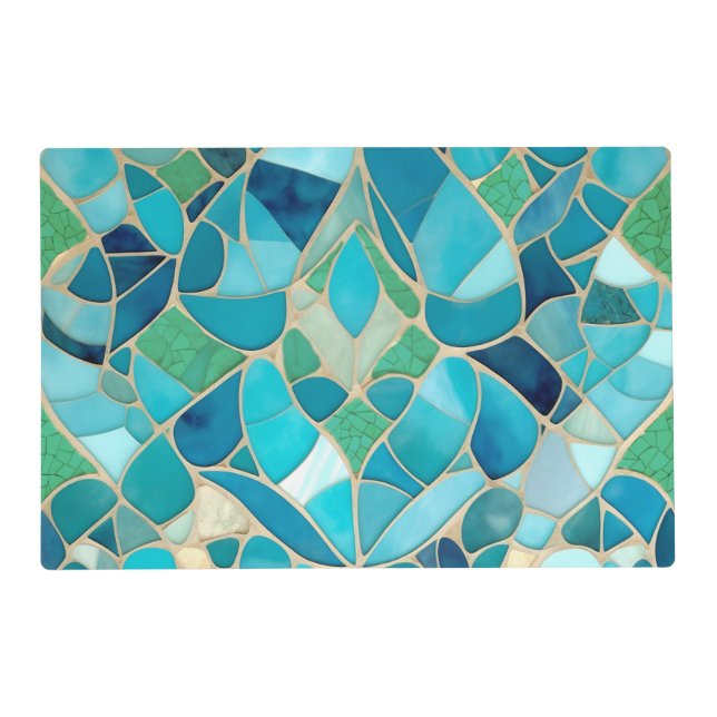 Turquoise Abstract Mosaic Placemat (Front)