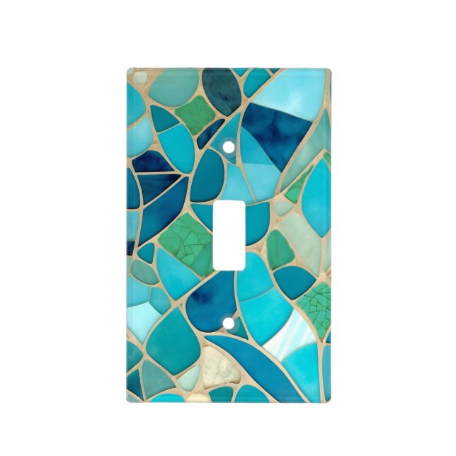 Turquoise Abstract Mosaic Wardrobe Door Light Switch Cover (Front)