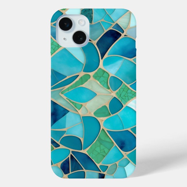 Turquoise Abstract Mosaic with Art Deco style Case-Mate iPhone Case (Back)