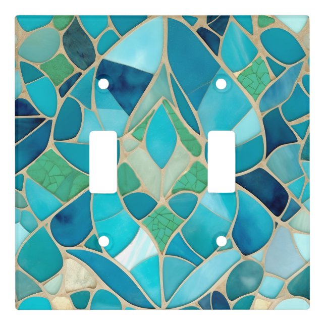 Turquoise Abstract Mosaic with Art Deco style Light Switch Cover (Front)