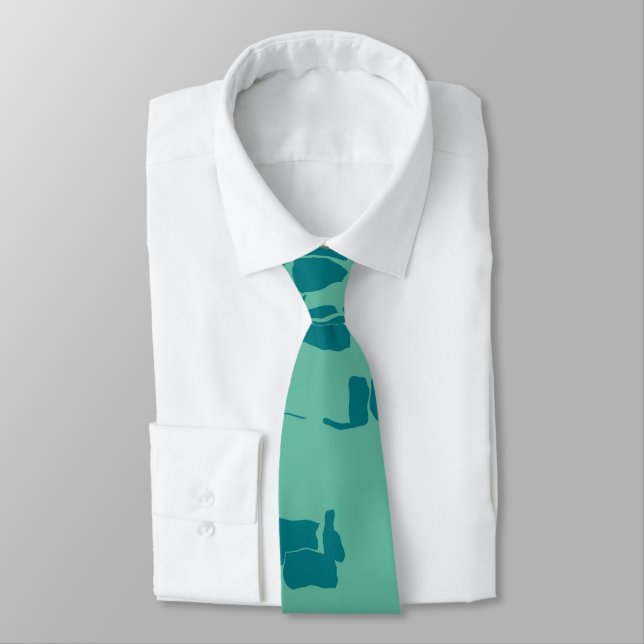 Turquoise abstract neck tie (Tied)