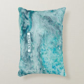 Turquoise Abstract Paint Pour Art Monogram Accent Pillow (Front(Vertical))