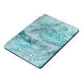 Turquoise Abstract Paint Pour Art Monogram iPad Pro Cover (Side)