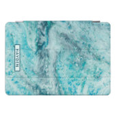 Turquoise Abstract Paint Pour Art Monogram iPad Pro Cover (Horizontal)