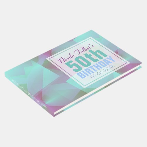 Turquoise Abstract pastel 50th Birthday Guest Book