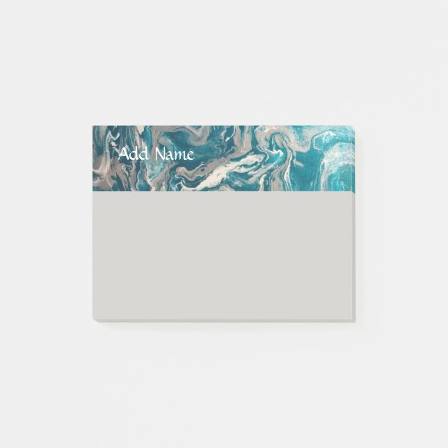 Turquoise Abstract Personalized Post it Notes 4x3 (Front)