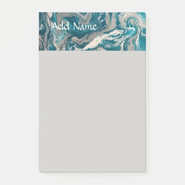 Turquoise Abstract Personalized Post it Notes 4x6 (Front)