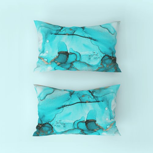 Turquoise Abstract Pillow Case
