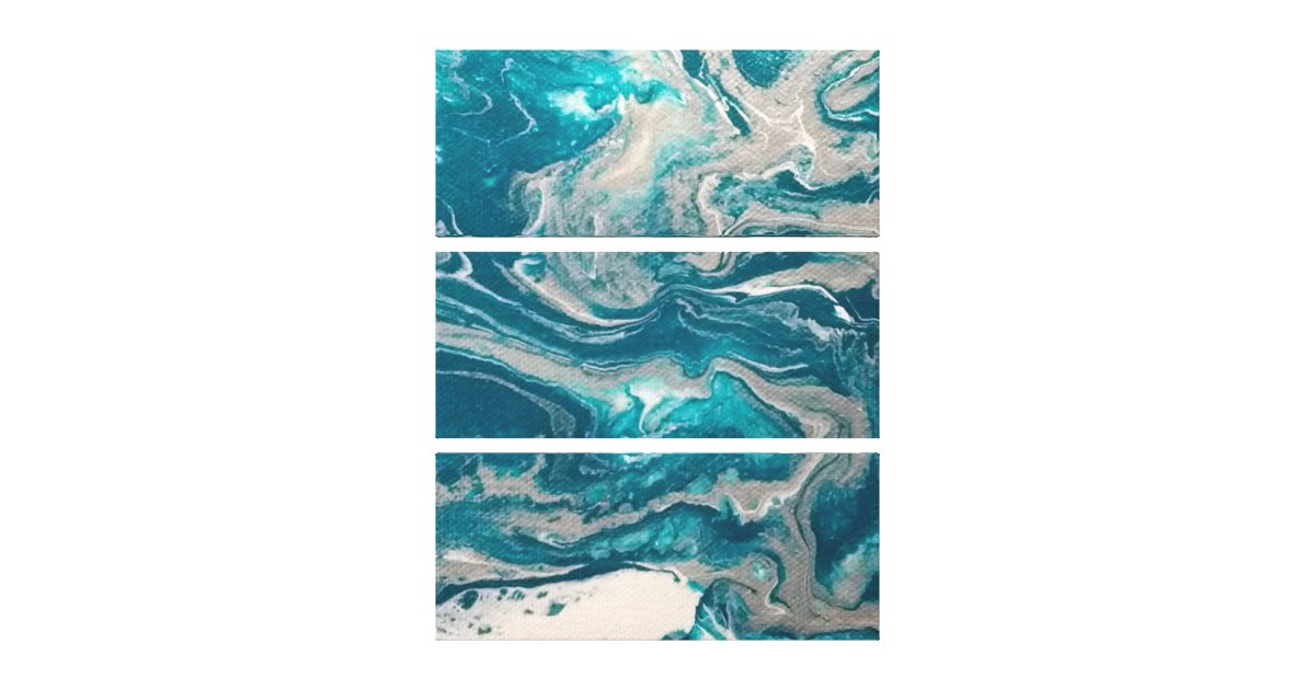 Turquoise Abstract print on stretched canvas Zazzle