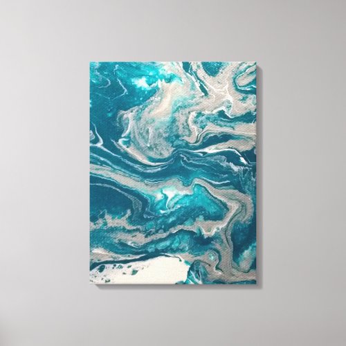 Turquoise Abstract print on stretched canvas