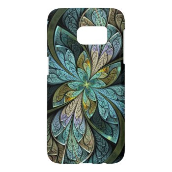 Turquoise Abstract Stained Glass Pattern Samsung Galaxy S7 Case by skellorg at Zazzle