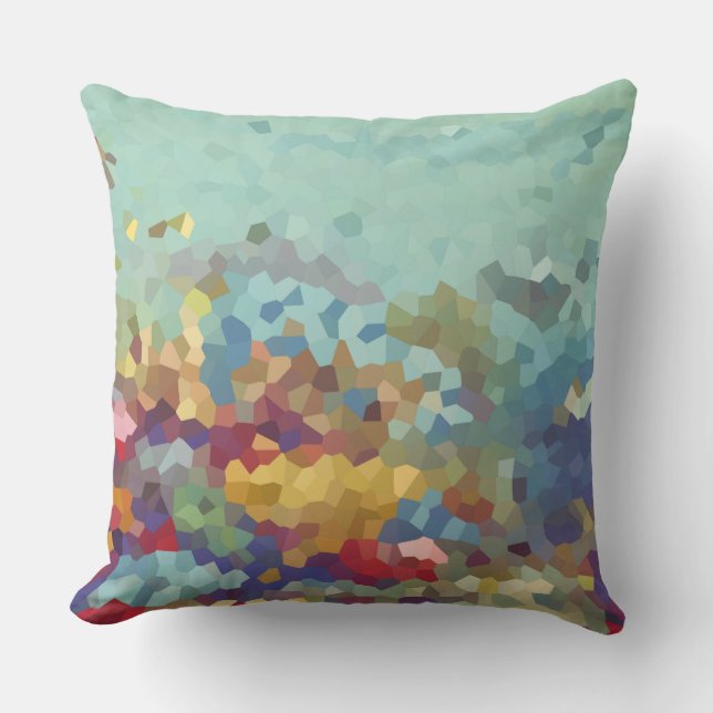 Turquoise Abstract Throw Pillow (Front)