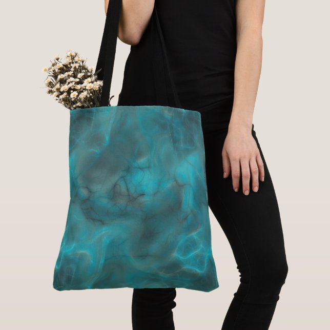 Turquoise Abstract Tote Bag (Close Up)