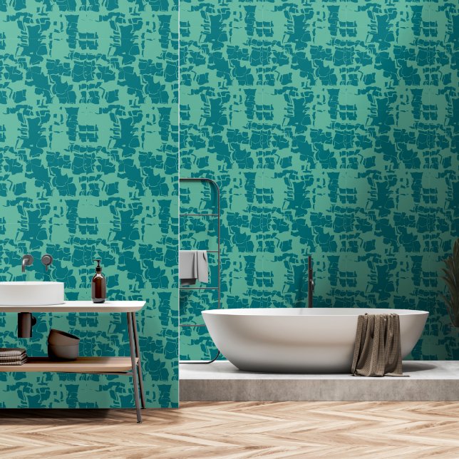 Turquoise abstract wallpaper  (Bathroom)