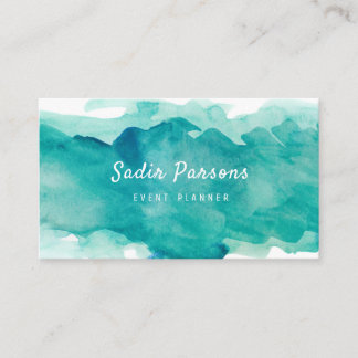 Turquoise Abstract Watercolor Splash Business Card