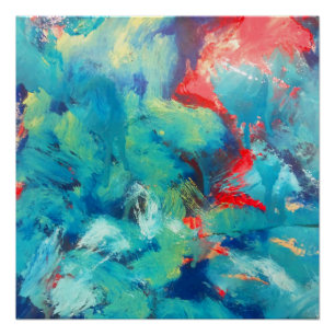Turquoise Acrylic Painting The Abstract Art Poster