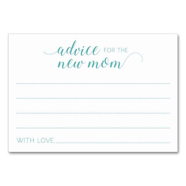 Turquoise Advice Cards New Mom Baby Shower (Front)