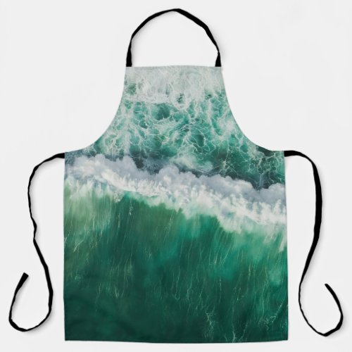 Turquoise Aerial Wave Drone Shot Apron